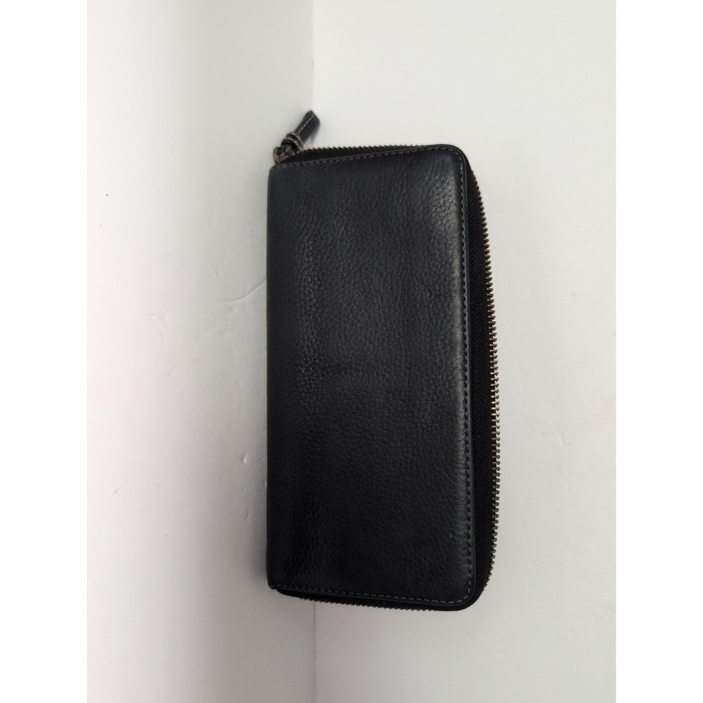 Vintage Coach Zip Around Wallet Black Pebbled Leather - Picture 5 of 9